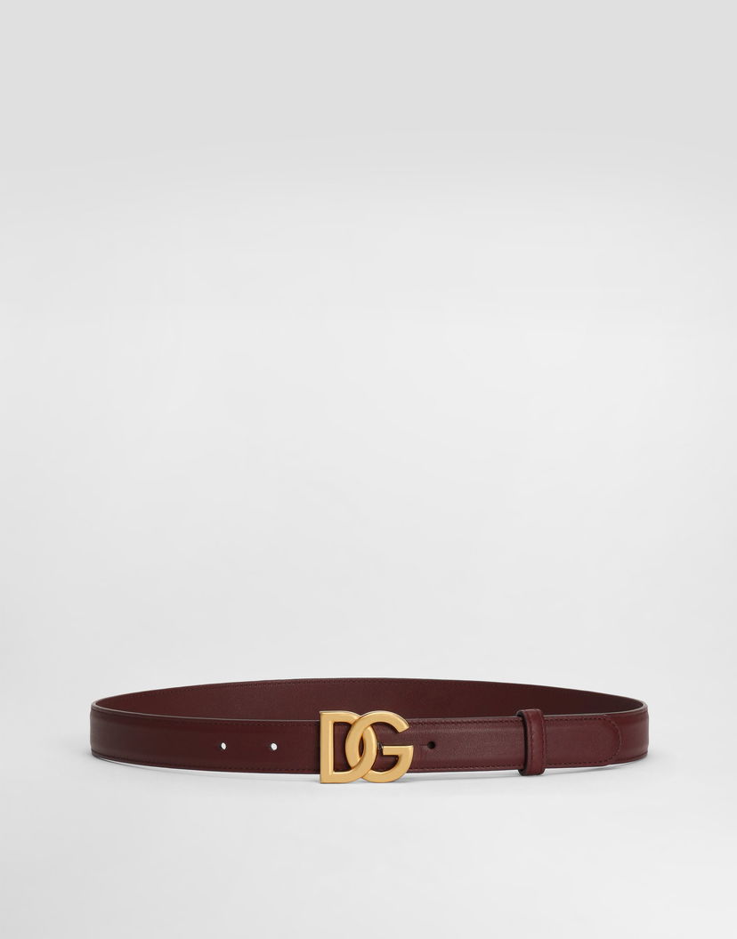 Opasok Dolce & Gabbana Calfskin Belt With Dg Logo Vínová | BE1447AK27480346