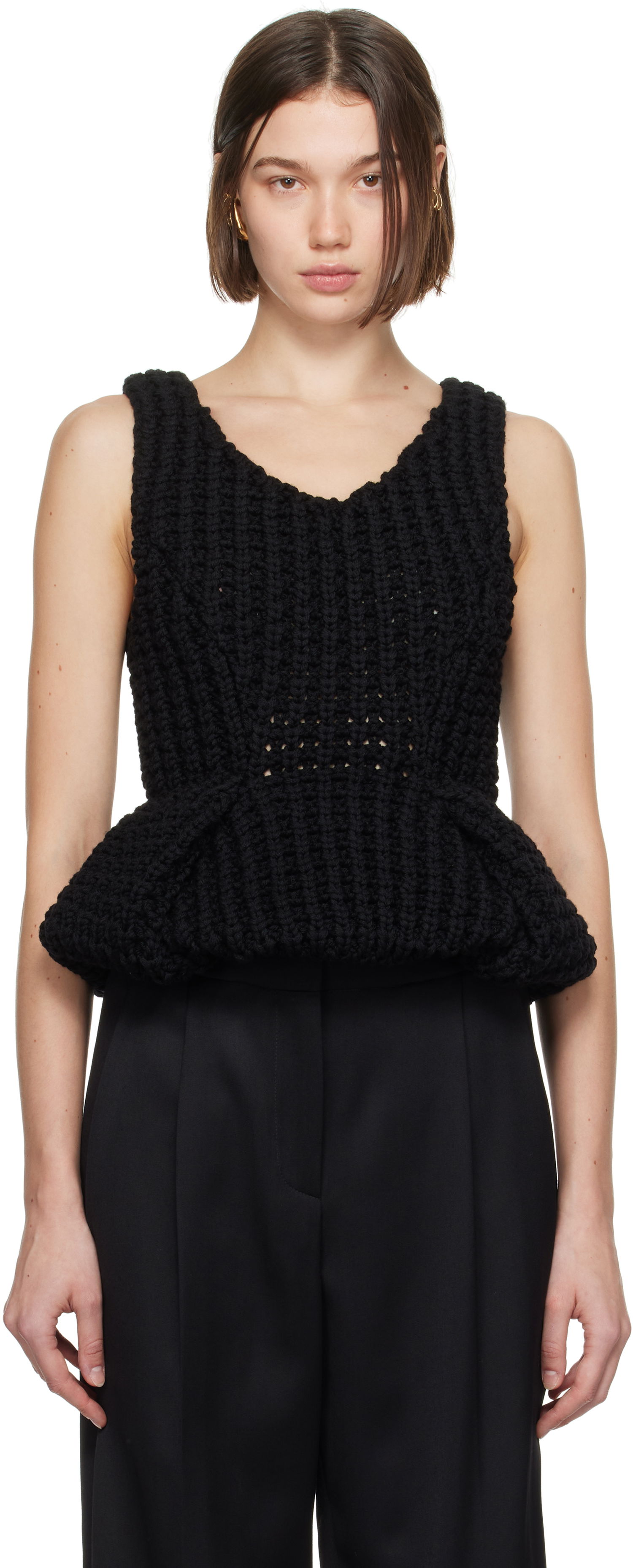 Tielko Givenchy Slim Fit Peplum Tank Top Čierna | BW90T44ZP6001, 0