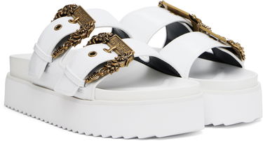 Tenisky a topánky Versace Versace Jeans Couture Baroque Buckle Arizona Flat Sandals Biela | E78VA3SM1_EZS539, 3