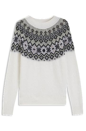 Sveter BOSS Ski sweater with jacquard pattern Biela | 50549369, 0