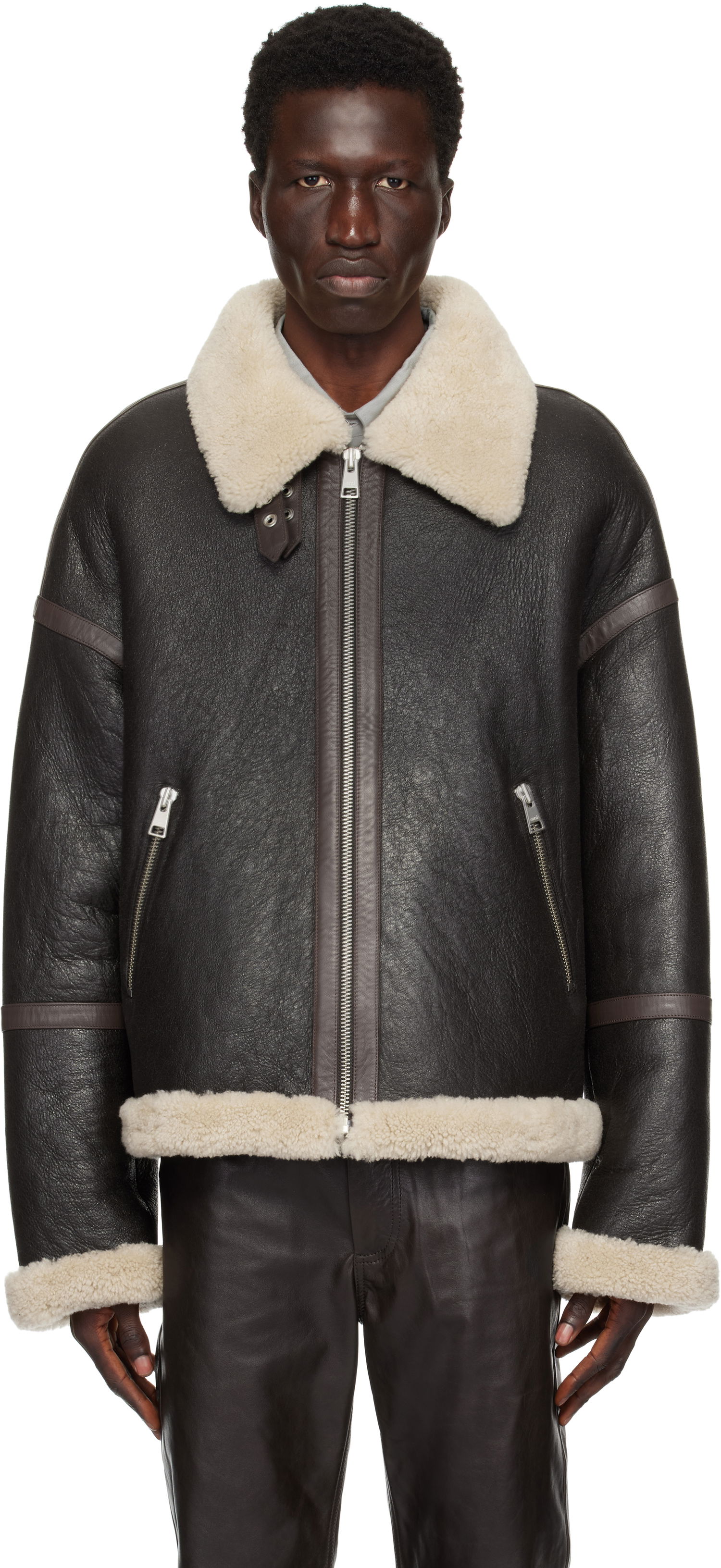 Bomber bunda AMI Shearling Zip Jacket Čierna | UJK021.LH0040, 0