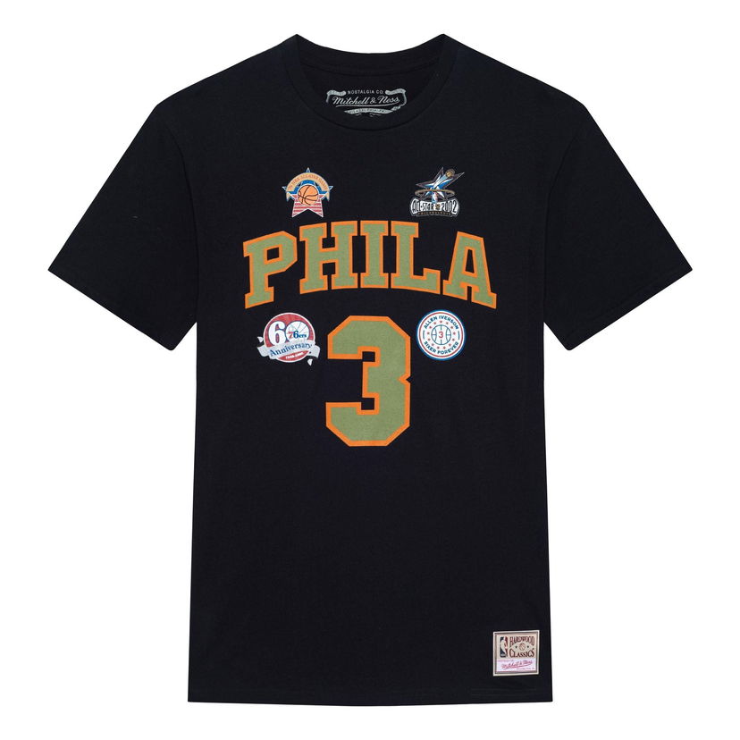 Tričko Mitchell & Ness Philadelphia 76ers 'Allen Iverson 3' Script T-Shirt Čierna | BNN3DP22083-P76BLCKAIV