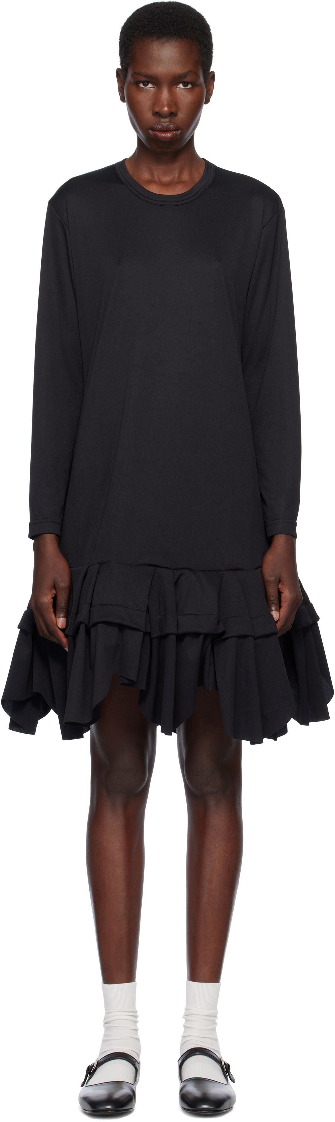 Šaty Comme des Garçons Comme des Garçons Midi Dress with Ruffles Čierna | RO-T009-051-1, 0