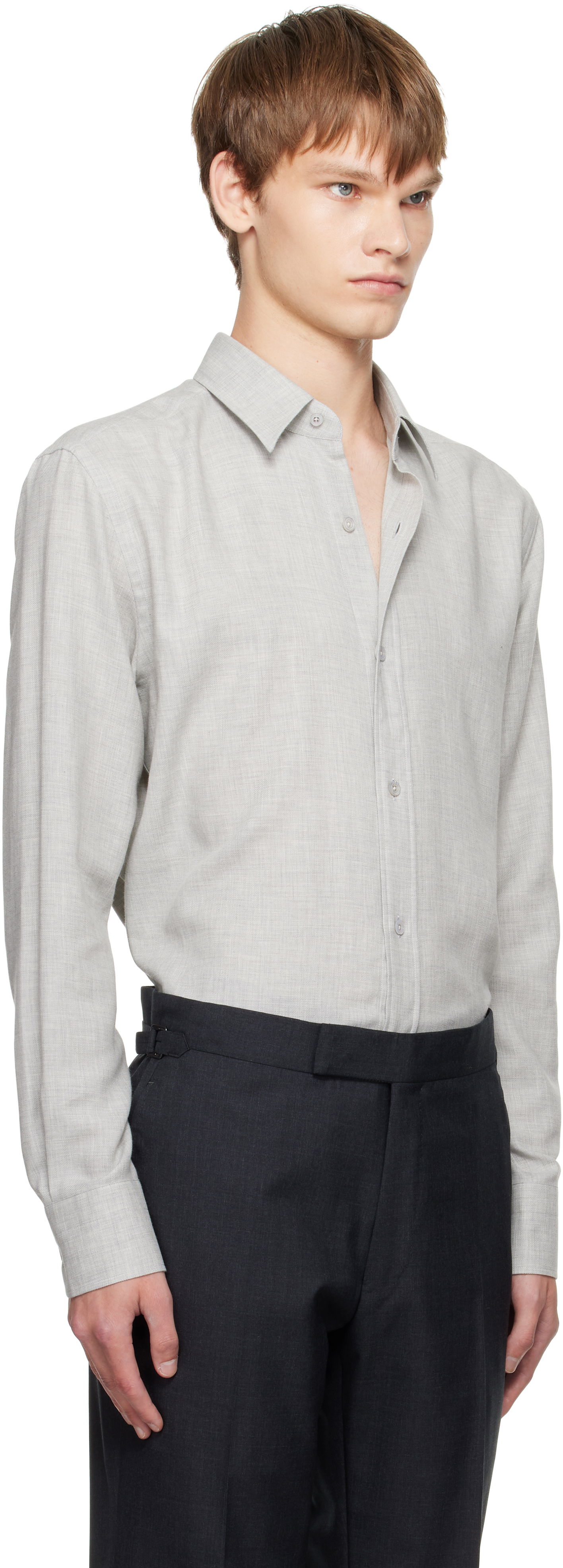 Košeľa Tom Ford TOM FORD Cashmere Melange Fluid Fit Shirt Šedá | HRN001-FMC247, 1