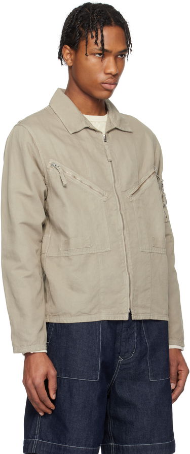 Bomber bunda C.P. Company C.P. Company Cotton Linen Zip Overshirt Béžová | 18CMOS103A-006273G, 1