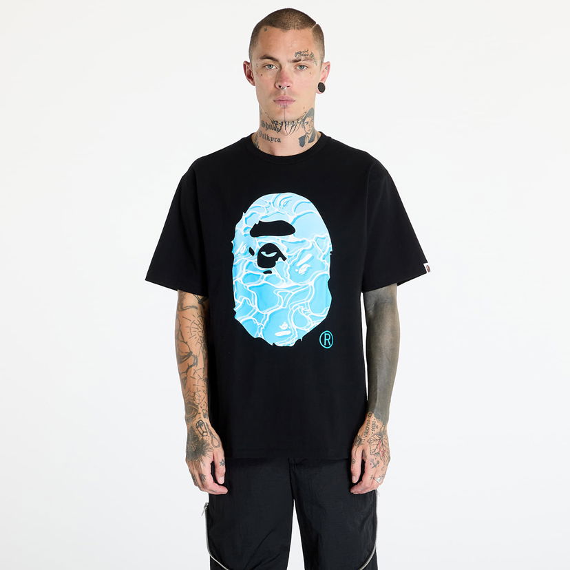 Tričko BAPE A BATHING APE Abc Sea Surface Camo Ape Head Tee Black Čierna | 001TEK701004F BLK