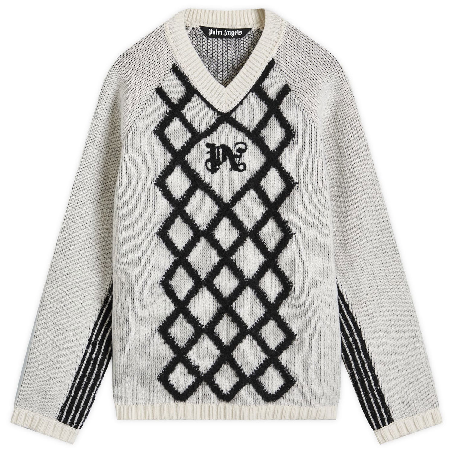 Sveter Palm Angels V-Neck Knit Large Biela | PMHD015F24KNI0020310, 0