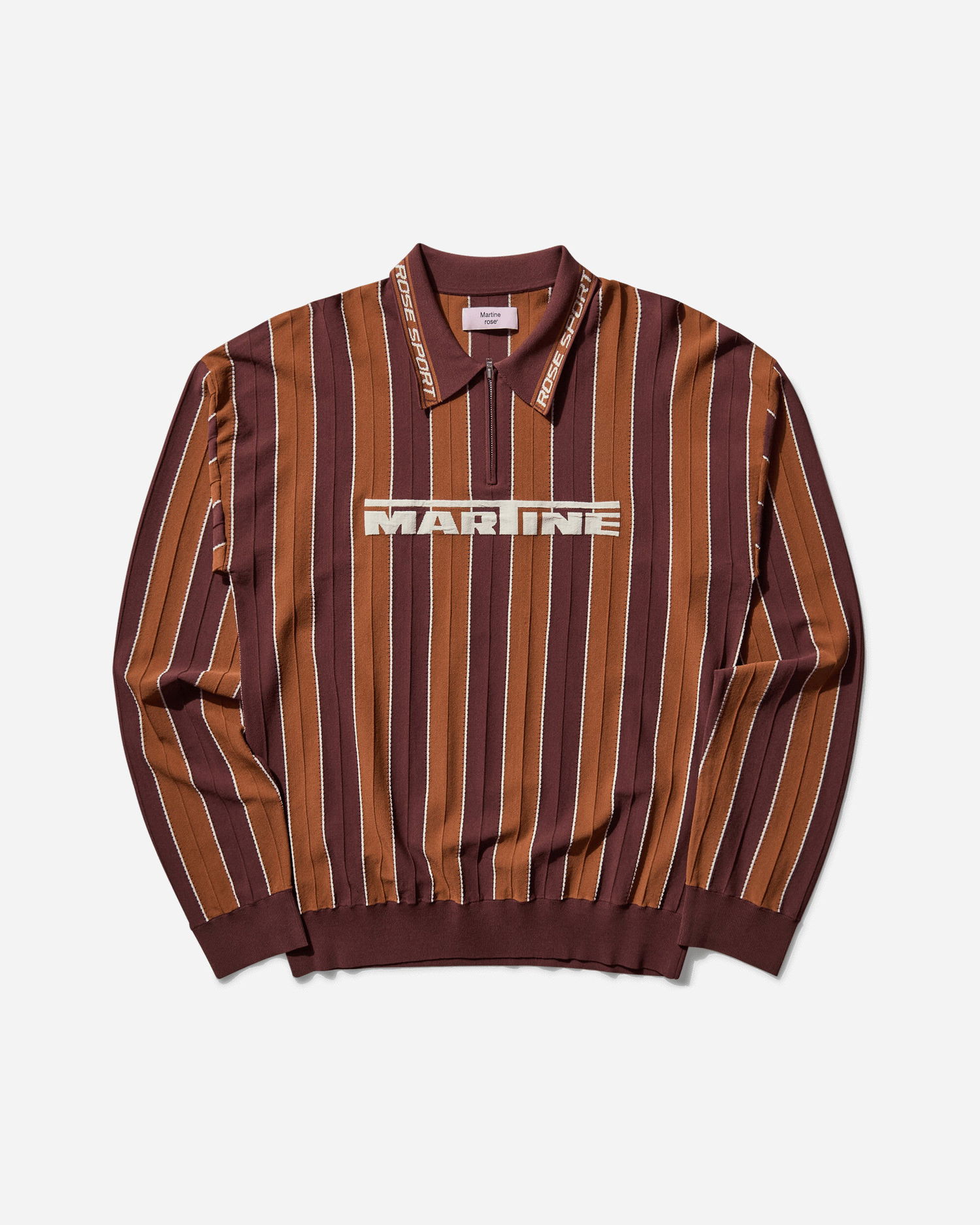 Sveter Martine Rose Striped Logo Polo Shirt Hnedá | 958YA12700, 0