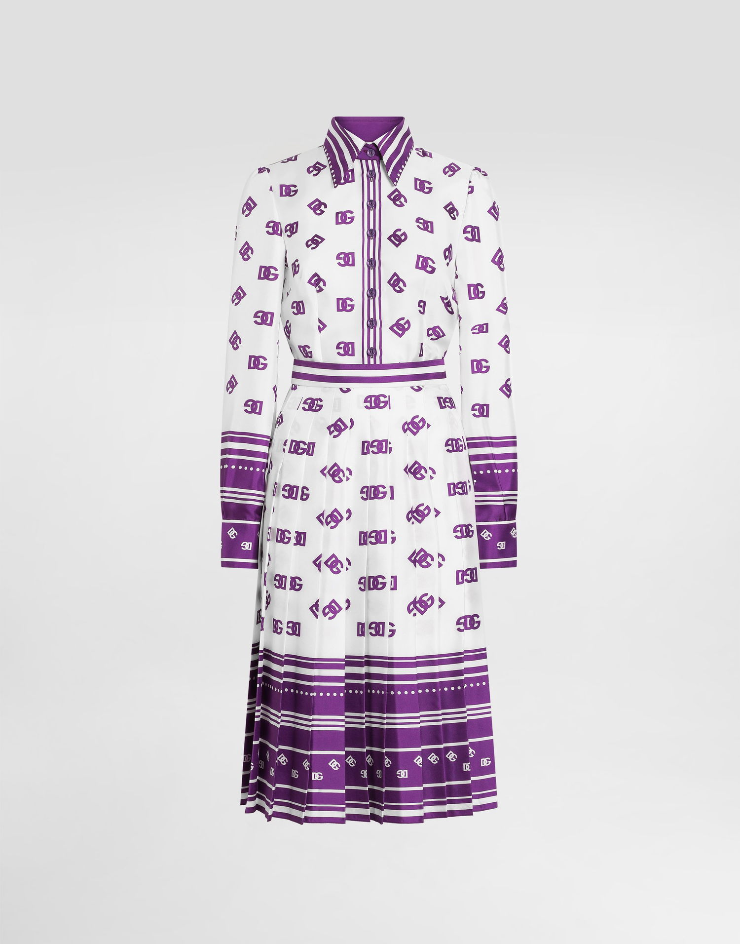 Šaty Dolce & Gabbana Dolce & Gabbana DG Logo All-over Print Twill Shirt Dress Fialová | F6TMNTHI1Z5HA9AP, 0