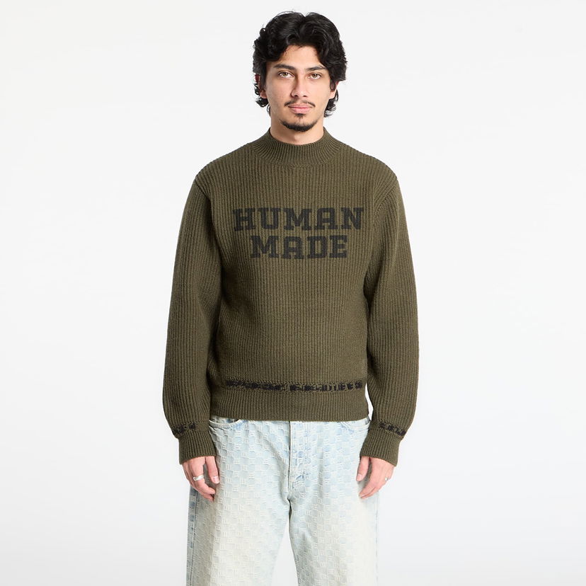 Sveter Human Made Moc Neck Knit Sweater Zelené | HM30CS011OD