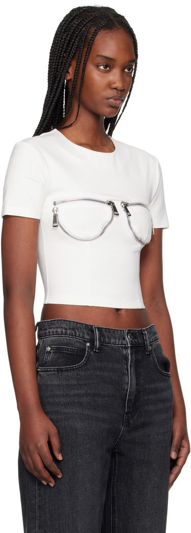 Crop Top Area AREA Zipper Bustier Cup T-Shirt Biela | RS25AWTS0019FA01, 1
