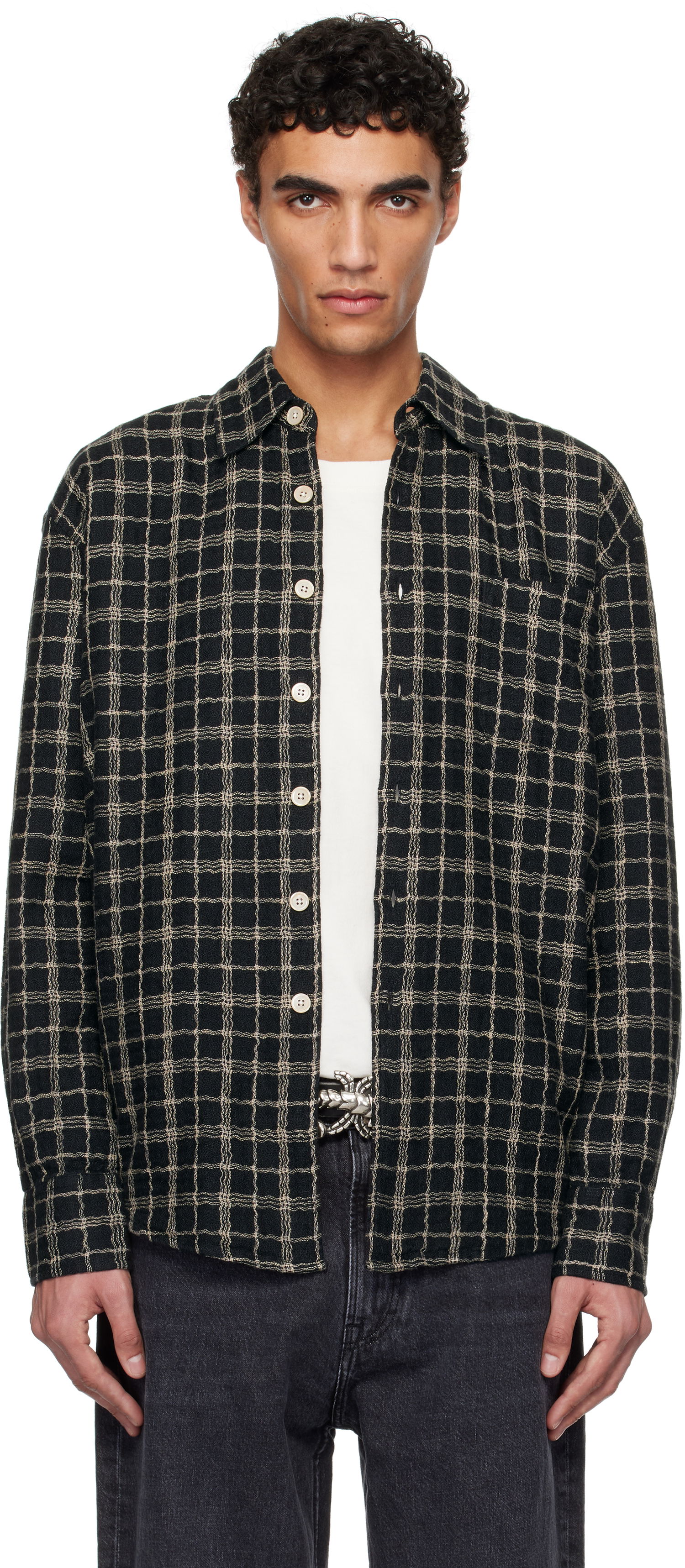 Košeľa OUR LEGACY Our Legacy Above Grid Check Shirt Čierna | M2252ABF, 0