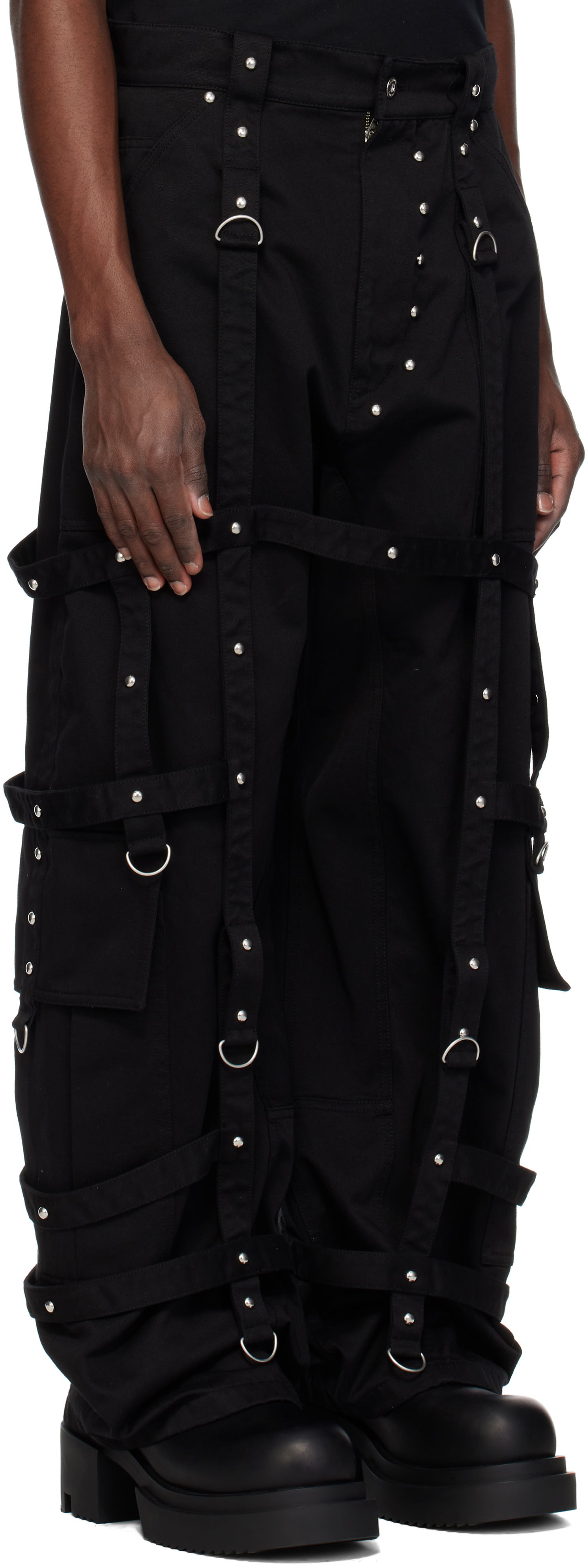Cargo nohavice We11done We11done Strapped Cargo Pants Čierna | WD-PT0-25-246-M-BK, 1