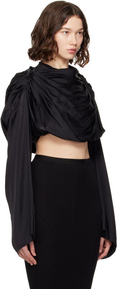 Crop Top Rick Owens Rick Owens Hollywood Claudette Draped Crop Top Čierna | RO01E7264 SCH, 1