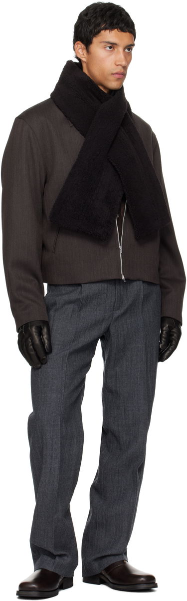 Šál OUR LEGACY Our Legacy Blizzard Faux Leather and Shearling Scarf Čierna | A4258BDA, 2