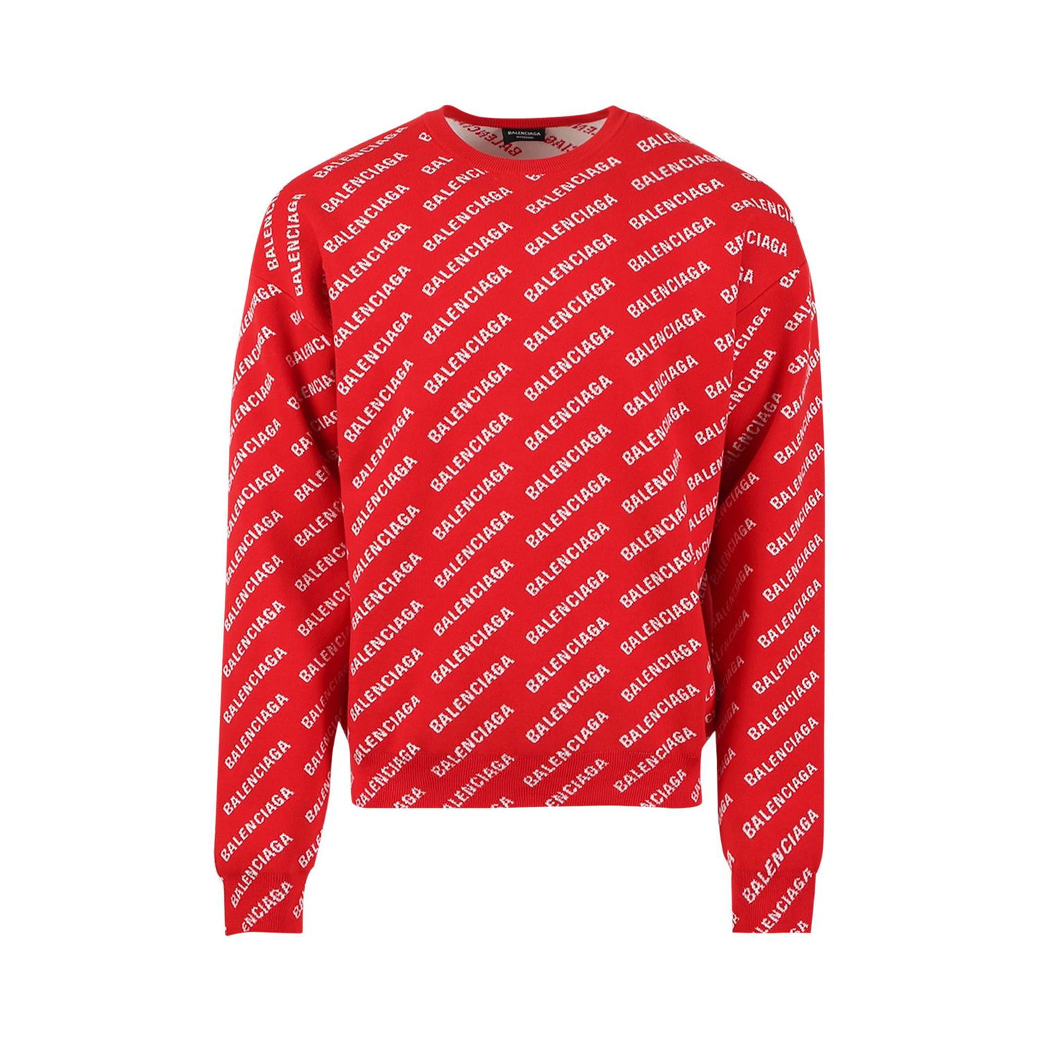 Sveter Balenciaga All Over Logo Crewneck Červená | 702952 T3233 6090, 1