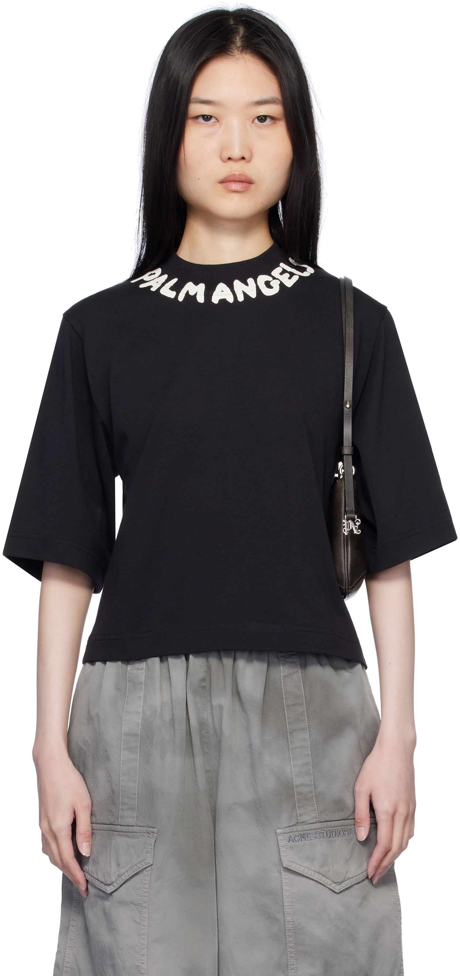 Tričko Palm Angels Cropped Logo T-Shirt Čierna | PWAA020S25JER0031003, 0