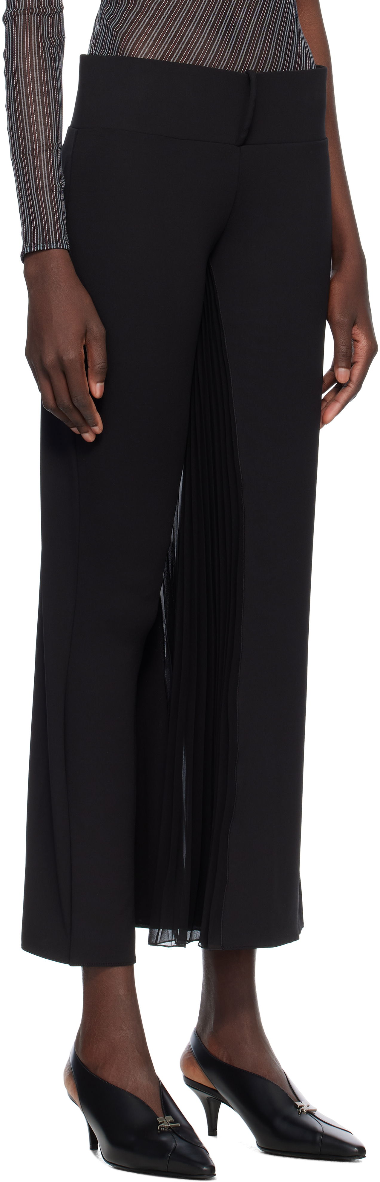 Nohavice Courrèges Courrèges Infinity Pleats Jersey Trousers Čierna | 225JPA325JS0220, 1