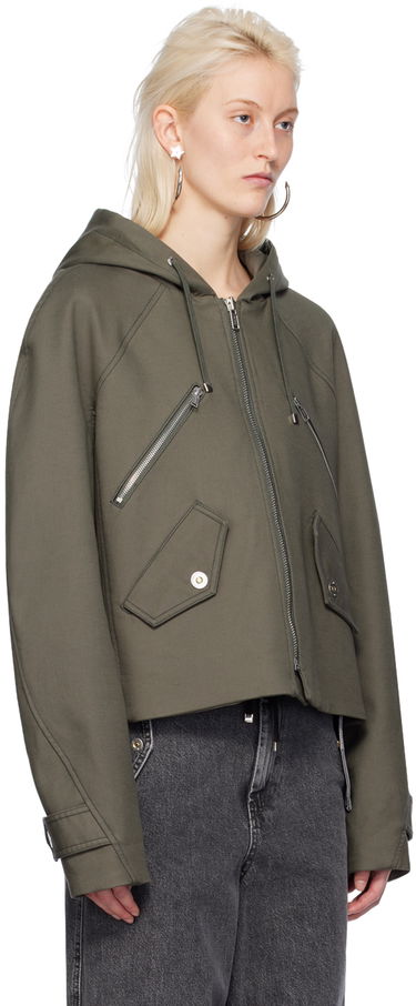 Vetrovka Dion Lee Cropped Hooded Zip-Up Jacket Zelené | C4057PS24, 1