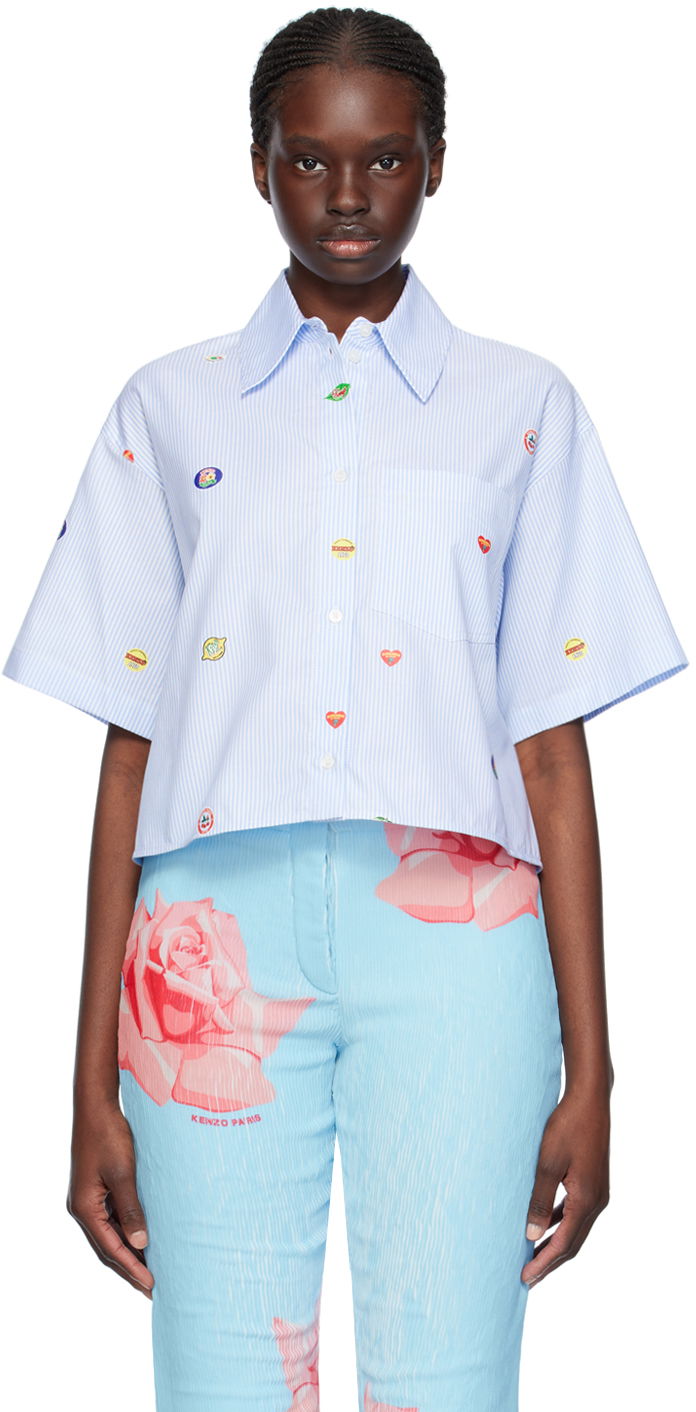 Košeľa KENZO Paris Fruit Stickers Shirt Modrá | FE52CH2469A1