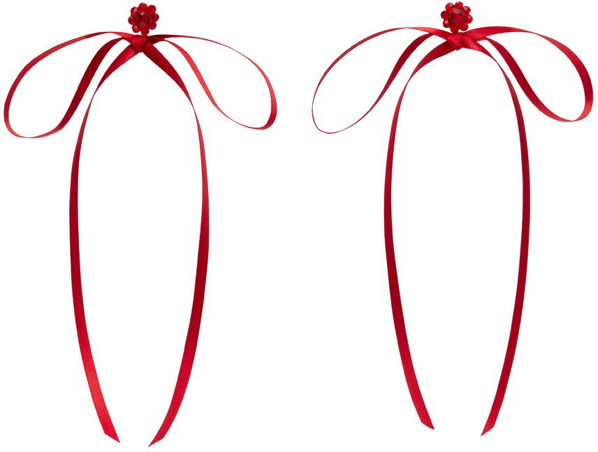 Spona Simone Rocha Simone Rocha Bow Ribbon Stud Earrings Červená | ERG389 0903, 0