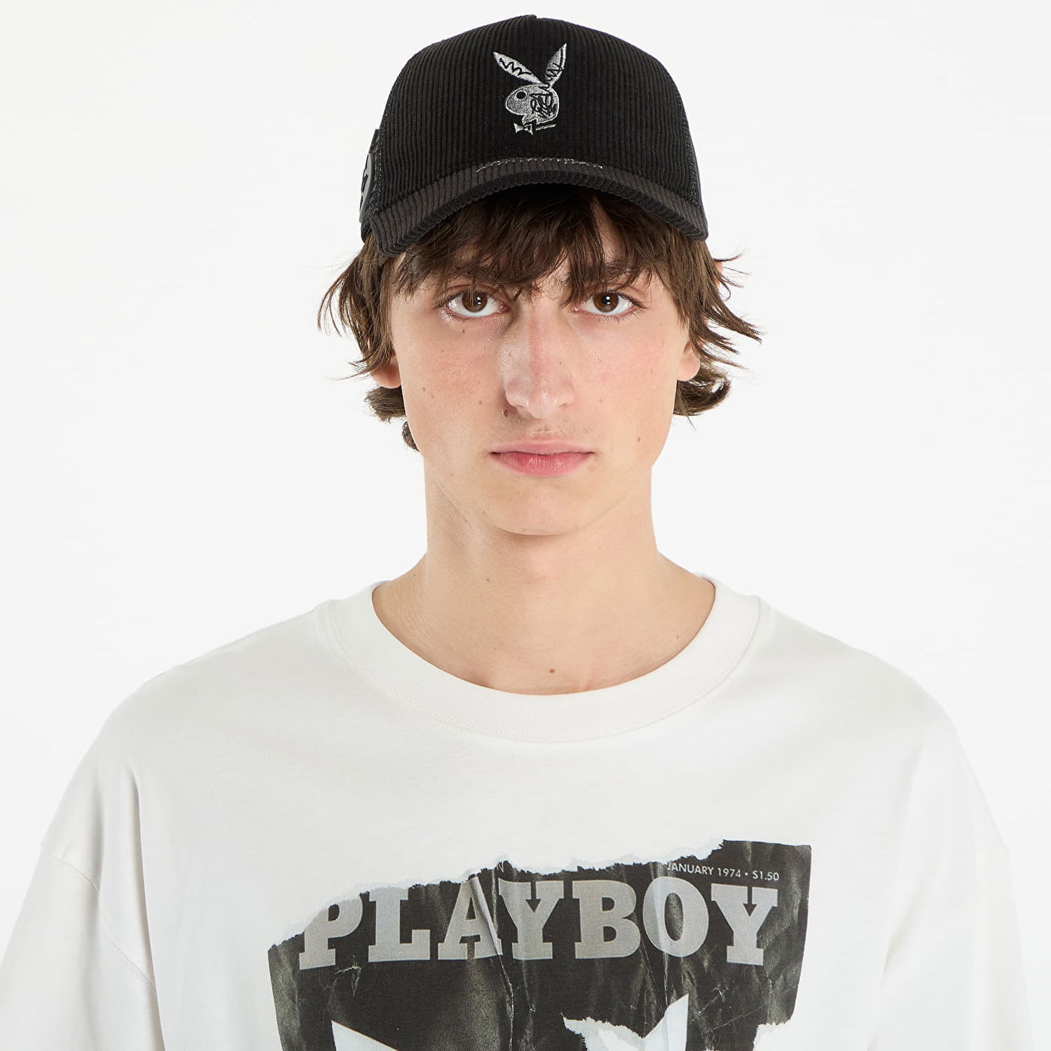 Šiltovka Footshop Playboy x FTSHP Corduroy Trucker Black Čierna | FTSHP_533, 0