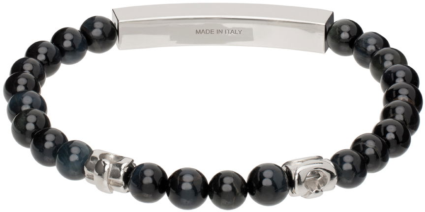 Náramok FERRAGAMO Beaded Bracelet with Logo Čierna | 776366, 1