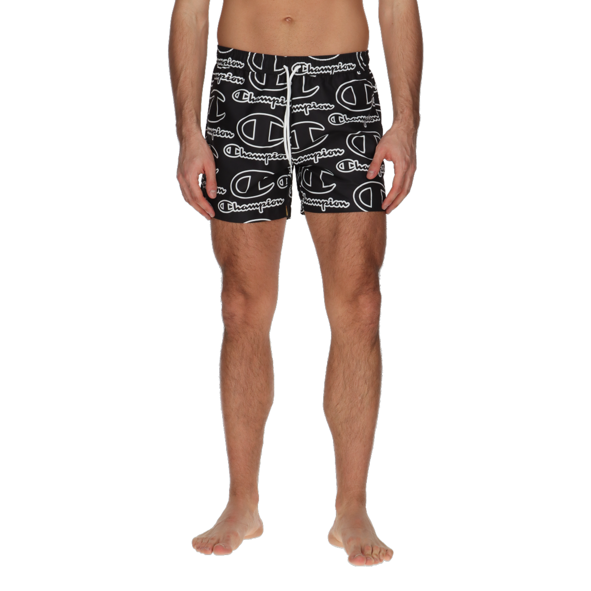 Plavky Champion Easy Logo Pattern Swim Shorts Čierna | 220538-KK001, 0