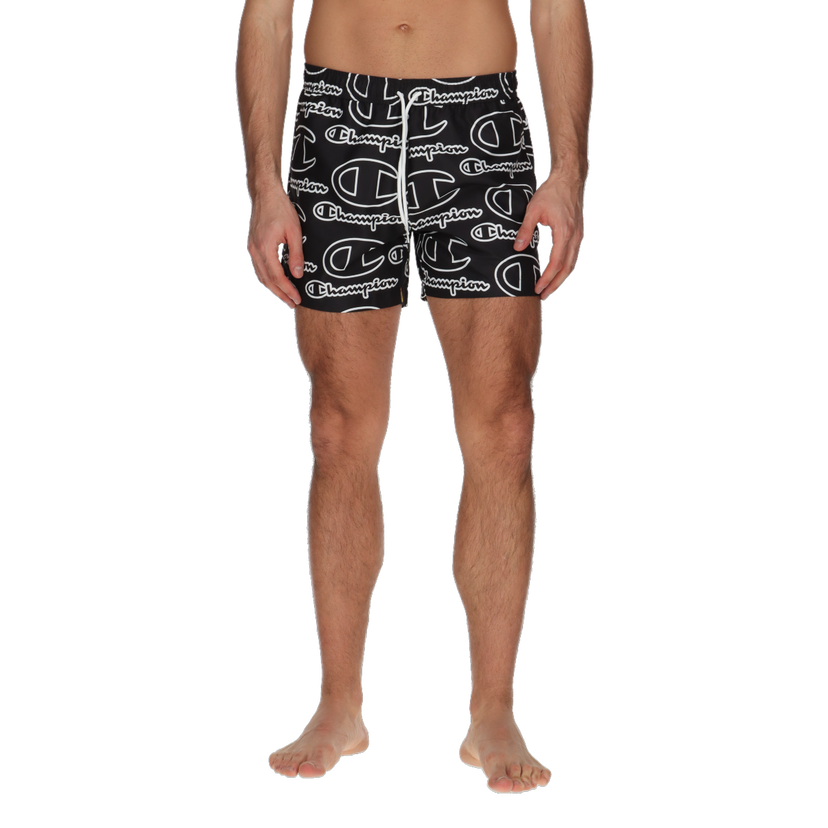 Plavky Champion Easy Logo Pattern Swim Shorts Čierna | 220538-KK001