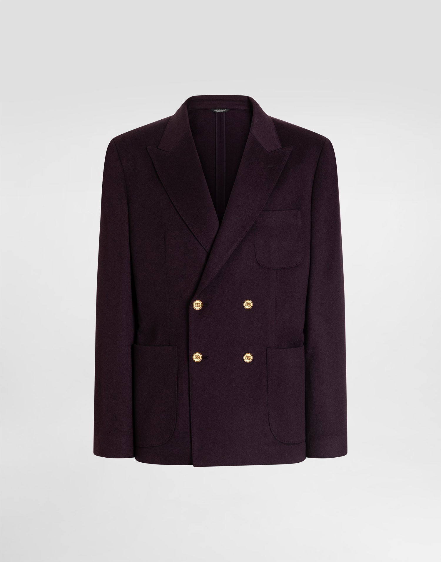Bunda Dolce & Gabbana Double-breasted Portofino Cashmere Jacket with Gold-tone DG Buttons and Patch Pockets Fialová | G2NZ2TGJ763F0517, 0