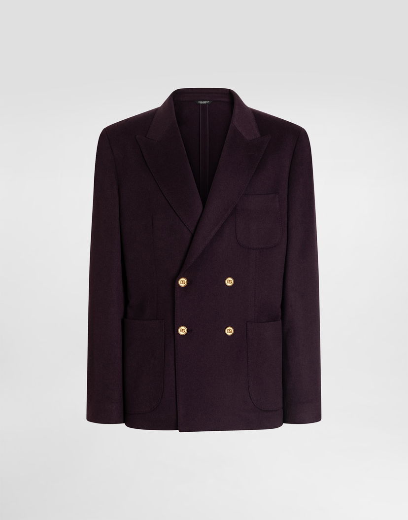 Bunda Dolce & Gabbana Double-breasted Portofino Cashmere Jacket with Gold-tone DG Buttons and Patch Pockets Fialová | G2NZ2TGJ763F0517