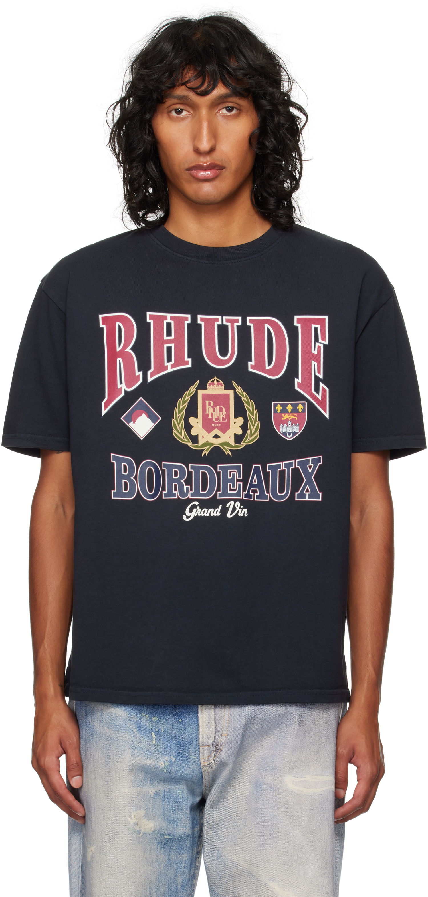 Tričko Rhude Bordeaux Grand T-shirt Čierna | RHFW24TT24012, 0