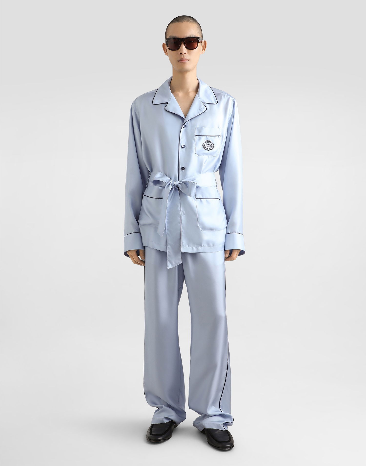 Nohavice Dolce & Gabbana Dolce & Gabbana Silk Twill Trousers Modrá | GVRMAZFU10SB1581, 1