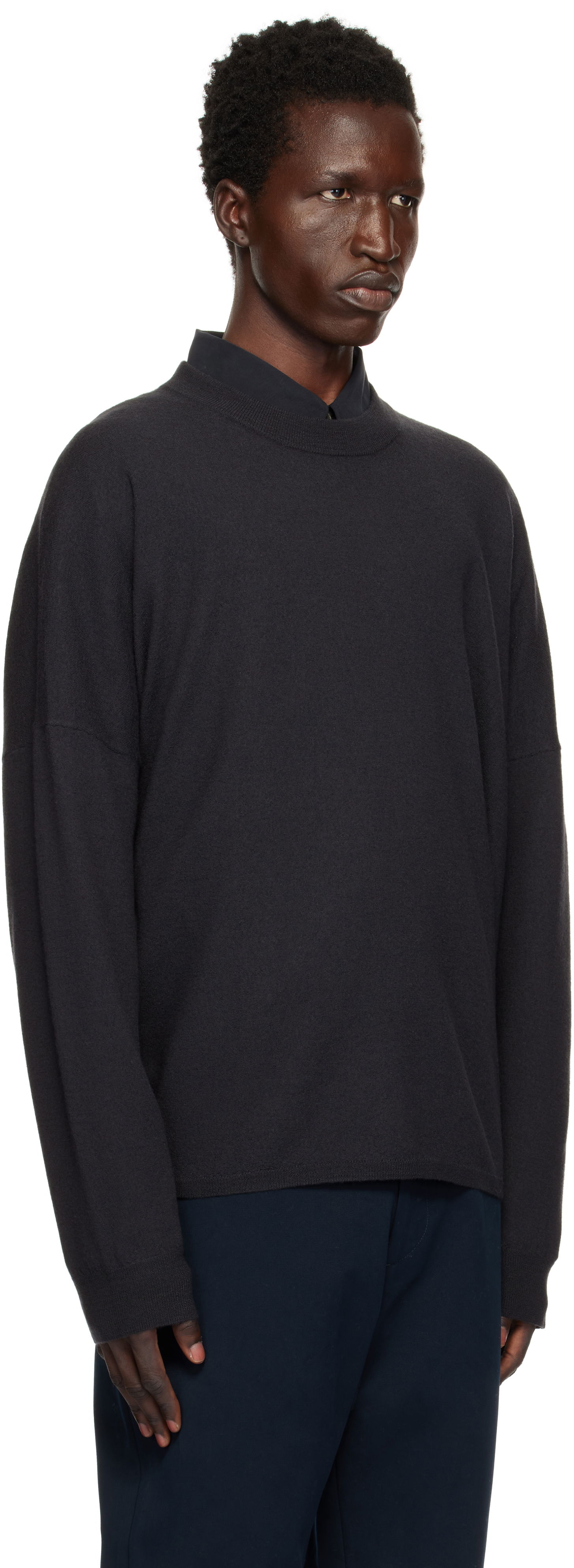 Sveter Studio Nicholson Studio Nicholson Scafell Knit Sweater Čierna | SCAFELL SNM - 1294, 1