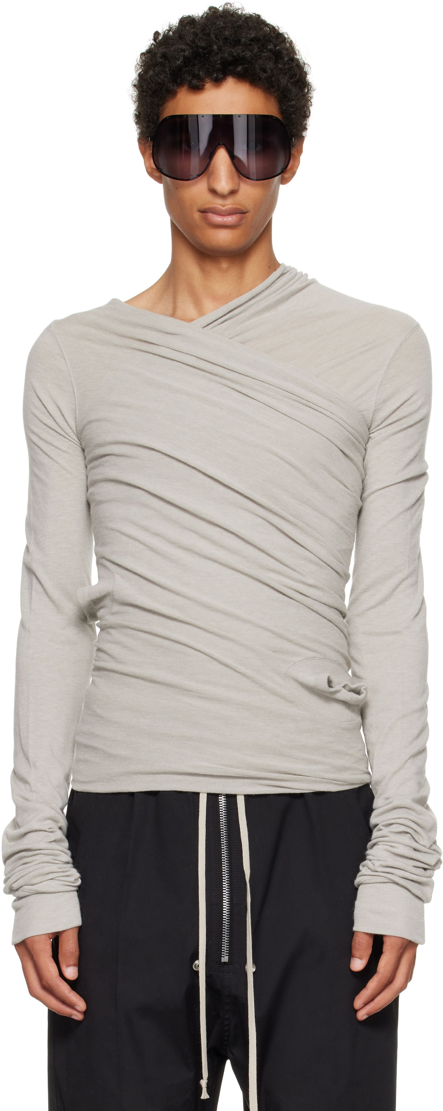 Tričko Rick Owens Rick Owens Concordians Hollywood Banana Long Sleeve T-Shirt Šedá | RU02E1262 JR, 0