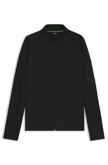 Mikina BOSS Regular-Fit Zip-Up Sweatshirt with Reflective Details Čierna | 50543906, 0