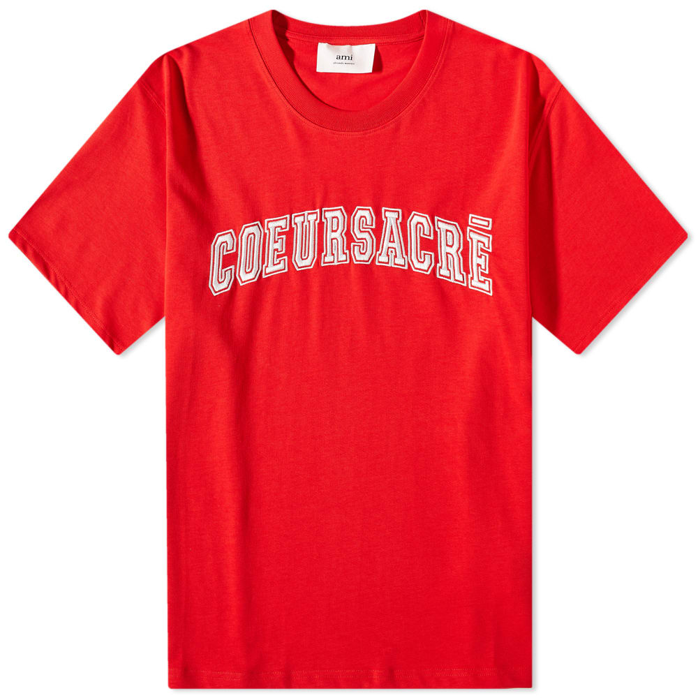 Tričko AMI Coeur Sacre Tee Červená | HTS009-726-681, 0