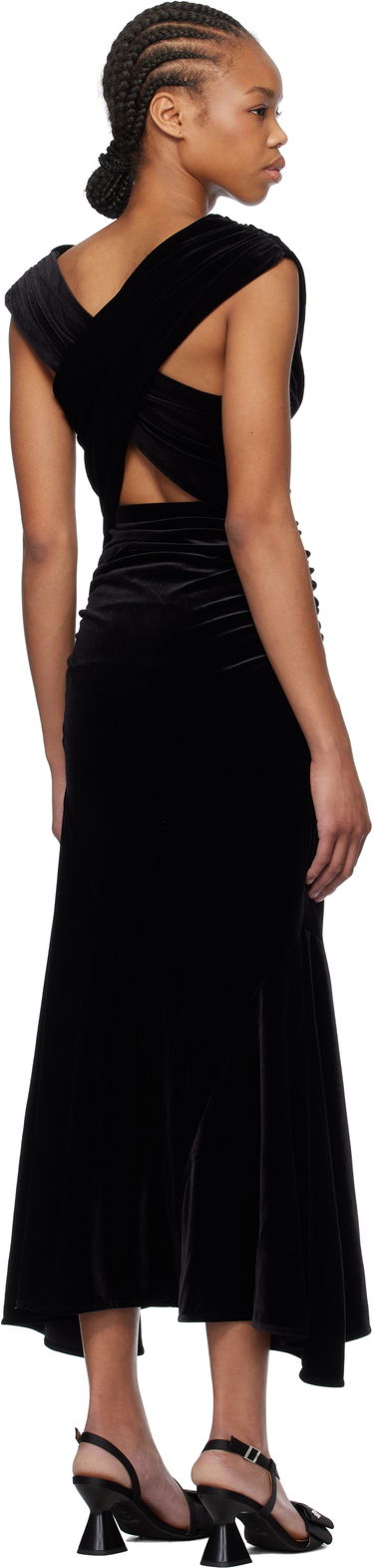 Šaty GANNI GANNI Velvet Ruched Maxi Dress Čierna | T4102, 2
