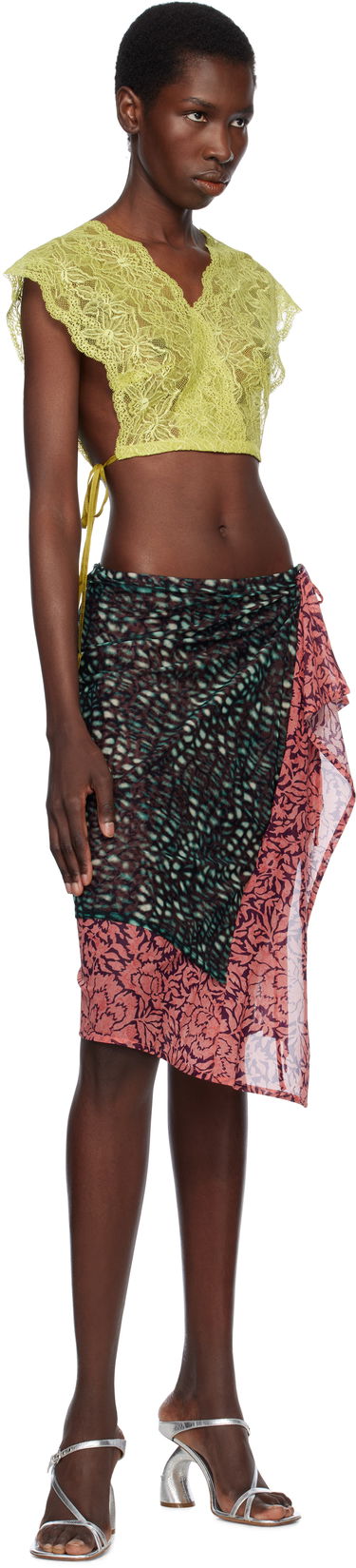 Crop Top Dries Van Noten Dries Van Noten Lace Crop Top Žltá | 251-010755-1478, 3