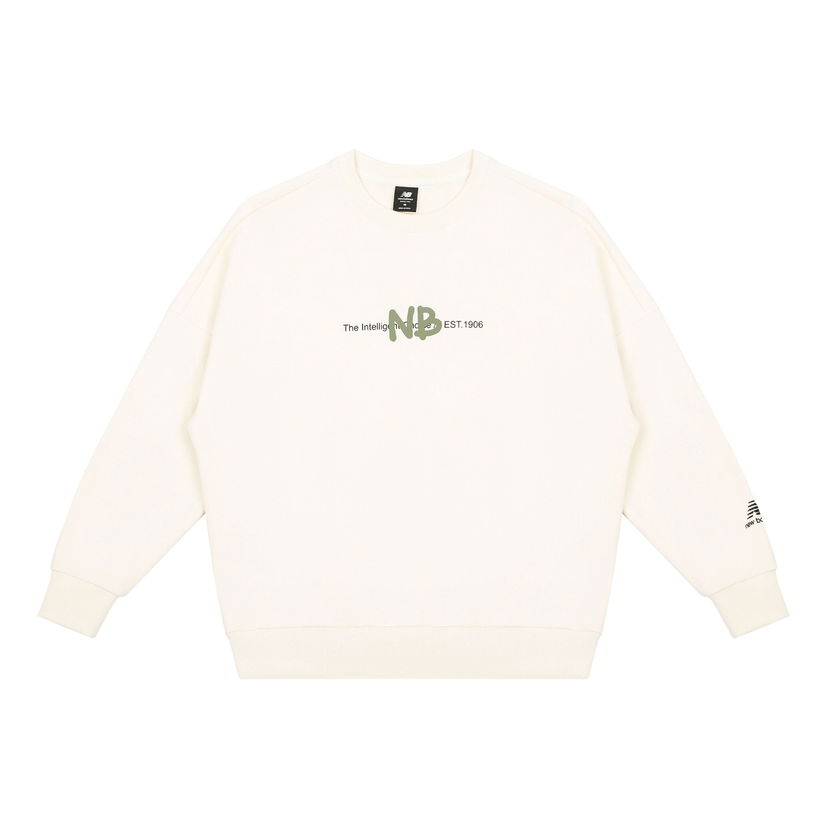 Mikina New Balance Logo Print Sweatshirt Biela | AMT13365-IV