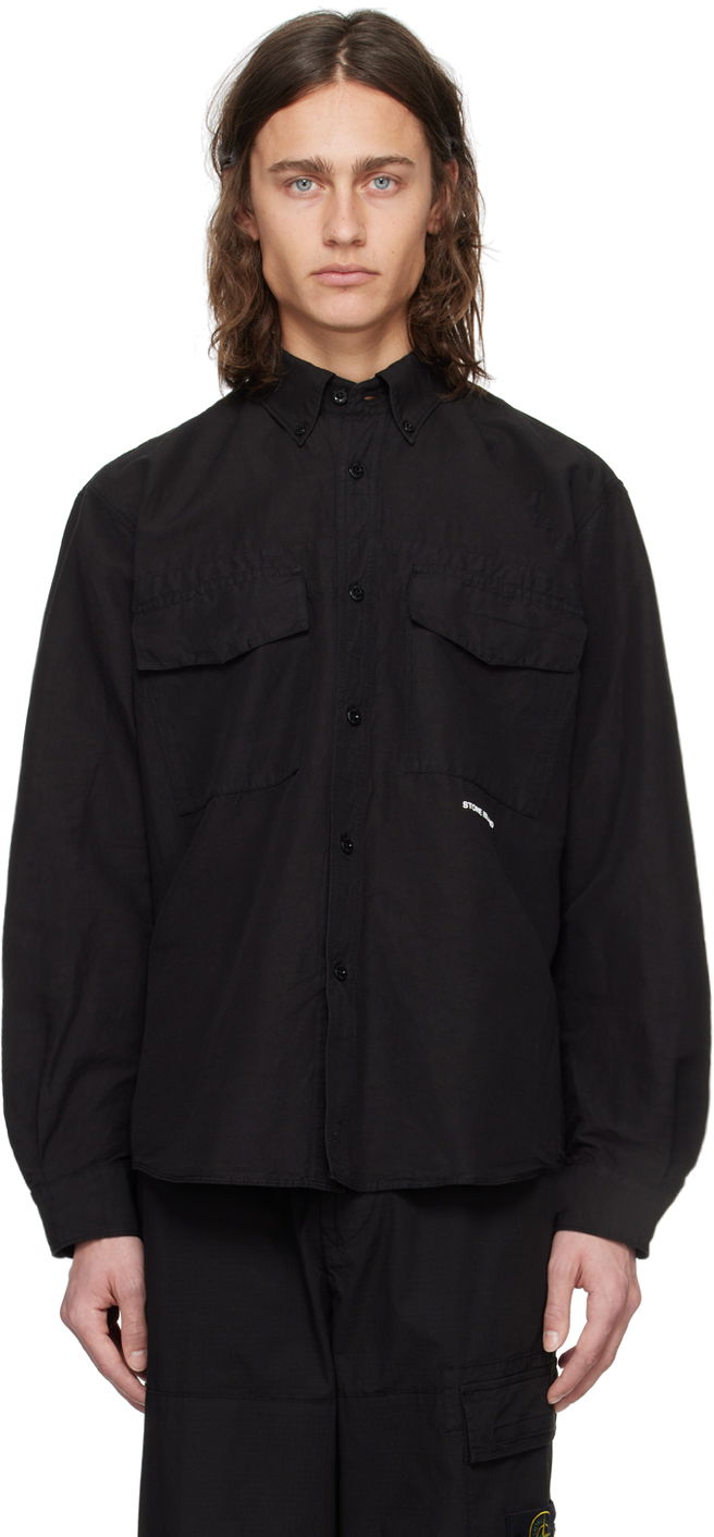 Black Spread Collar Shirt