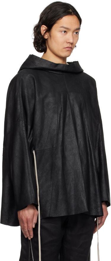 Mikina Rick Owens Rick Owens Hollywood Hooded Tunic Leather Jacket Čierna | RR01E5702 LBA, 1