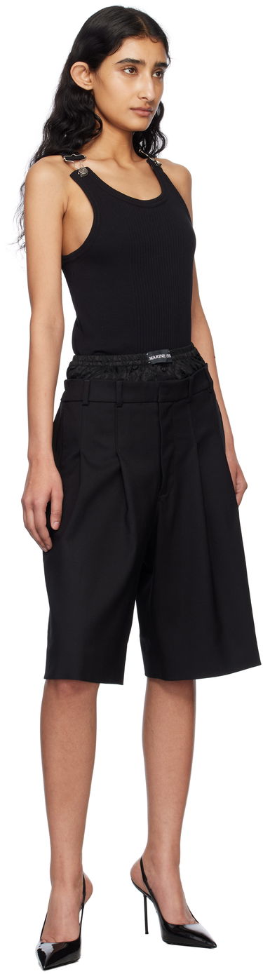 Šortky Marine Serre Marine Serre Virgin Wool Twill Shorts Čierna | MSH010A RWOV0001, 3