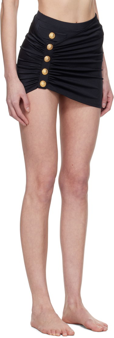 Sukňa Balmain Balmain Draped Button Sarong Cover-up Skirt Čierna | BKG412250, 1