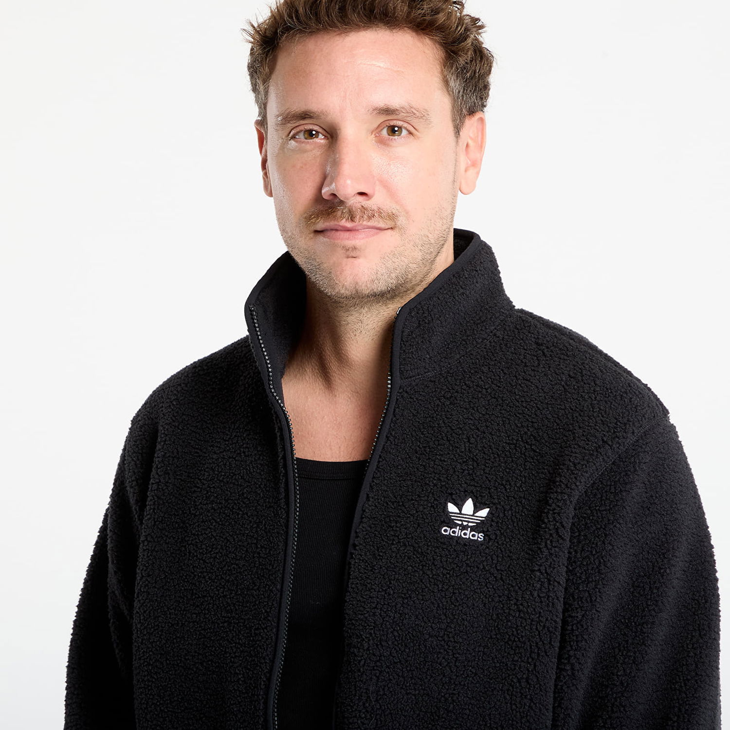 Bunda adidas Performance Trefoil Essentials Teddy Fleece Jacket Čierna | JV7676, 1