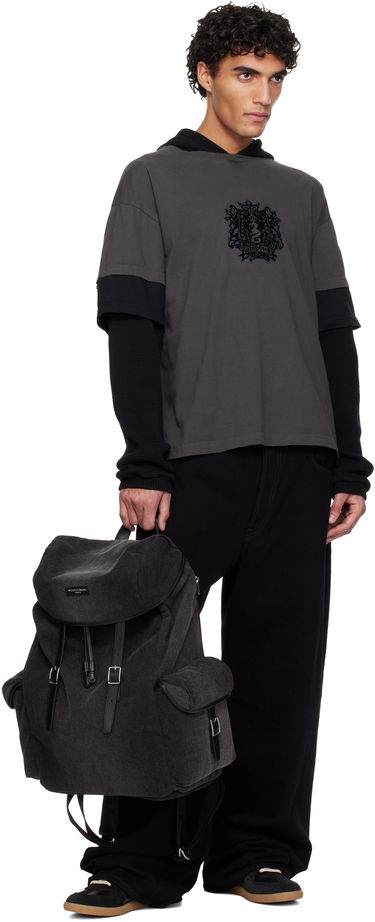 Batoh WOOYOUNGMI Flap Top Denim Backpack Šedá | W253BA01, 3