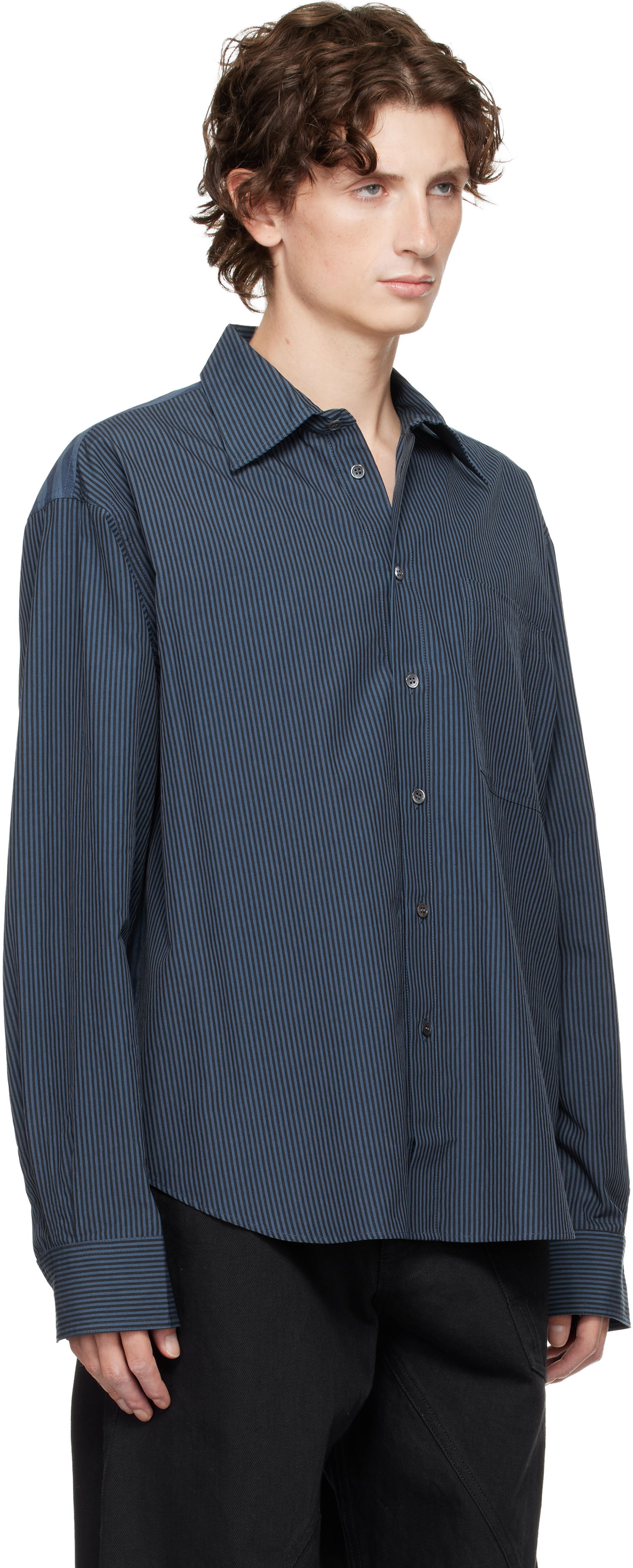 Košeľa JW Anderson Vertical Striped Long Sleeve Shirt Modrá | SH0370-PG1414, 1