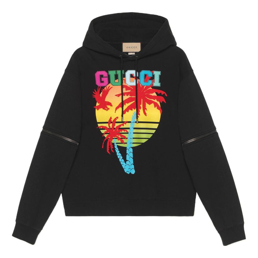 Mikina Gucci Sunset Print Removable Sleeves Hoodie Čierna | 700117-XJEOT-1082