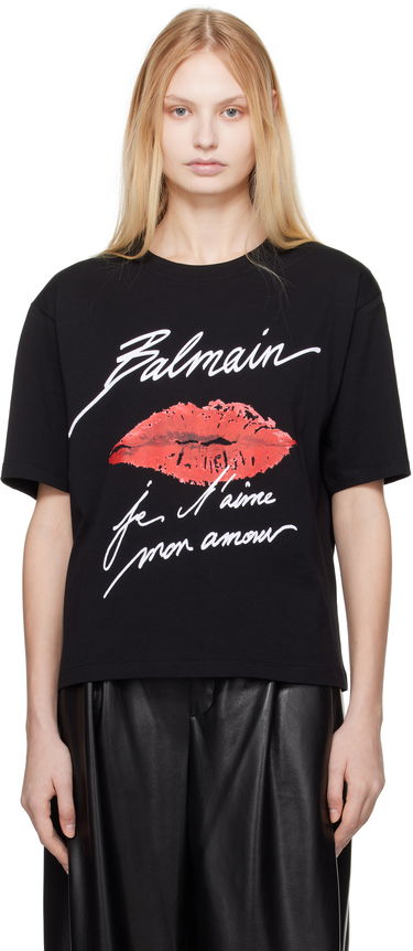 Tričko Balmain Balmain Short-Sleeved Kiss Print T-Shirt Čierna | EF1EG110GE45, 0