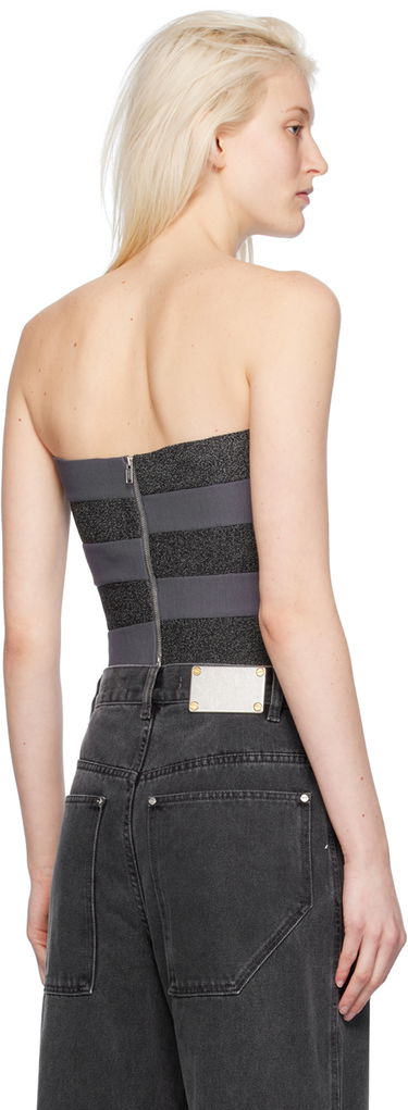 Tielko Dion Lee Reflective Interlocking Weave Bustier Top Šedá | A7798PS24, 2